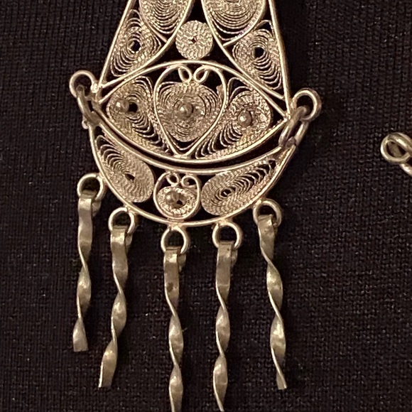 Intricate Vintage Turkish Sterling Silver Earrings - Picture 3 of 7